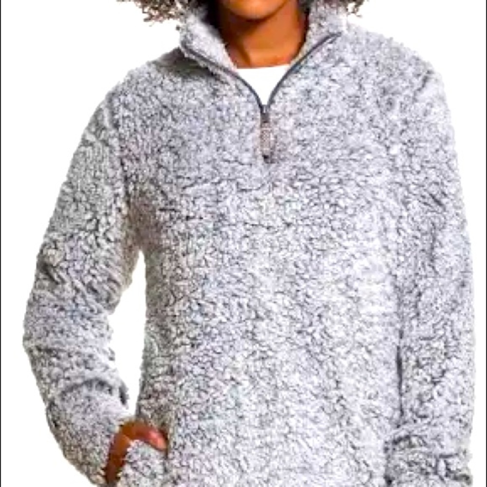 Weatherproof Vintage Ladies Sherpa 1/4 Zip Pullover Fleece Jacket M Dolphin Gray